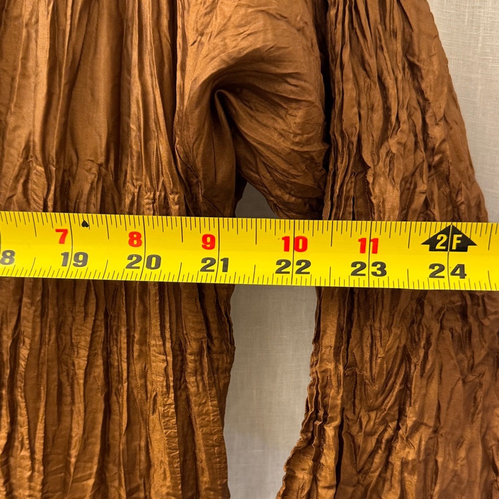 RAY HARRIS London Bubble Hem Maxi Dress Shimmer Brown V-Neck Plisse Crinkle O/S - Picture 9 of 10